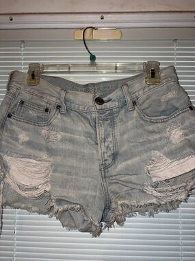 American Eagle Outfitters Light Blue Distressed Jean Shorts